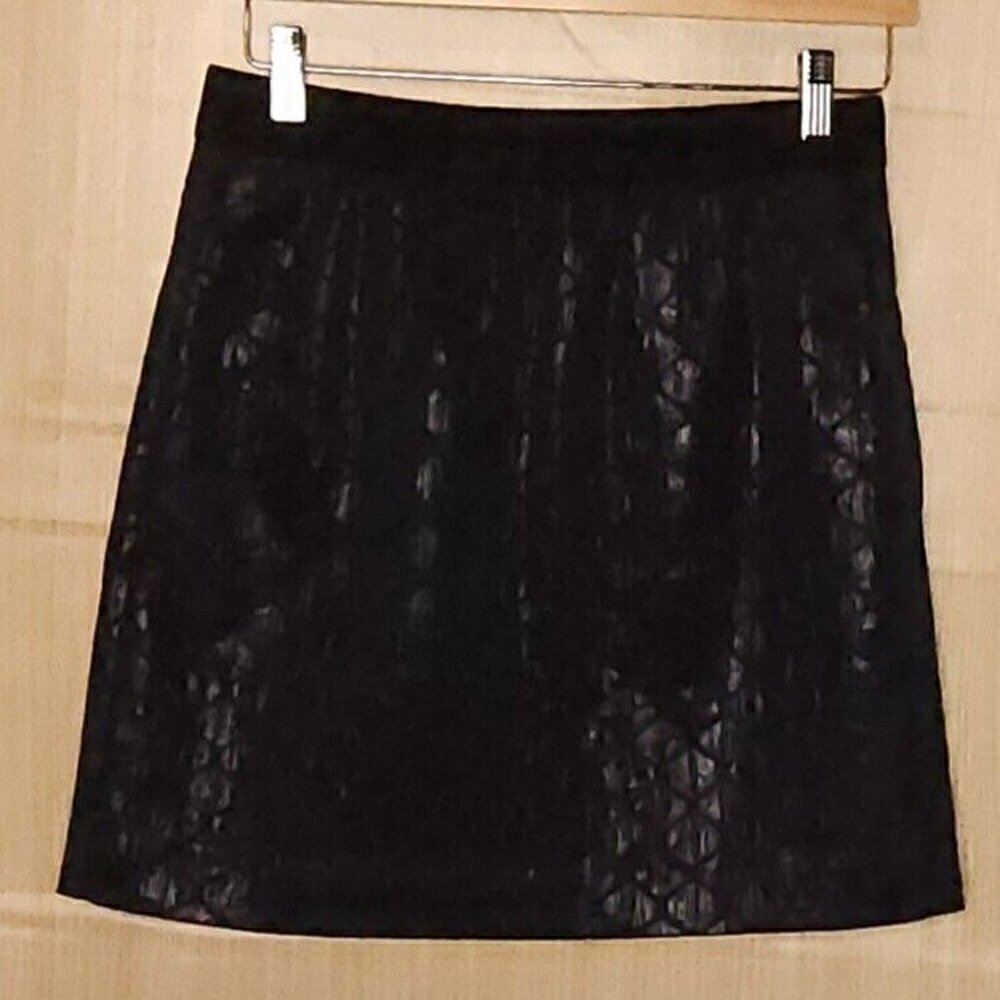 Loft Navy Blue Shimmer Textured Mini Skirt 2